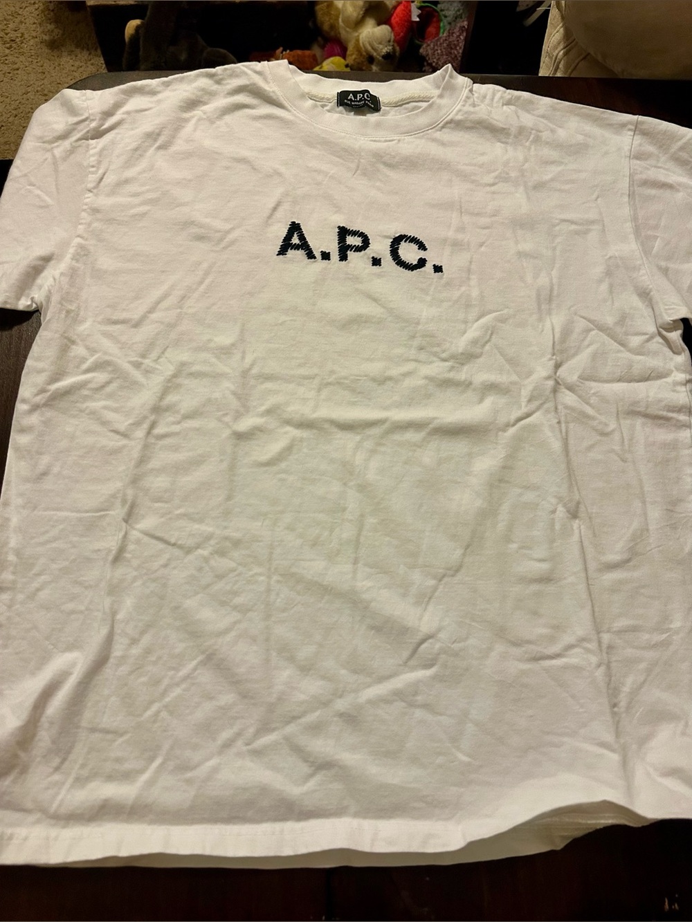 A.P.C. White Short-Sleeve Tee with Black Logo